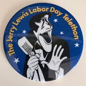 Vintage The Jerry Lewis Labor Day Telethon 1980 Pin Pinback Button Blue
